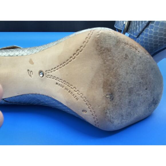 Corso Como Peep Toe Mary Jane Leather Pumps Heels Metallic Snakeskin Size 8 - Picture 6 of 6